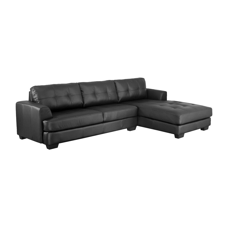 Baxton Studio Dobson Casual Black Faux Leather Sectional at