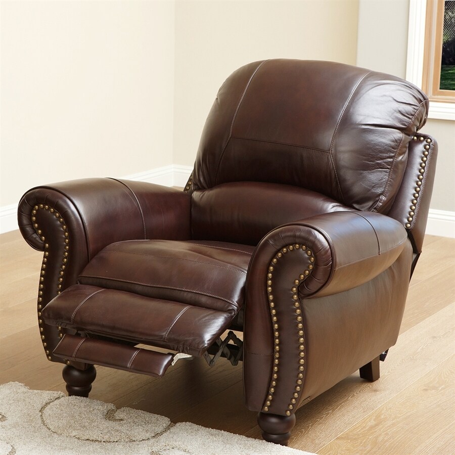 Pacific Loft Herzina Burgundy Leather Recliner in the Recliners ...