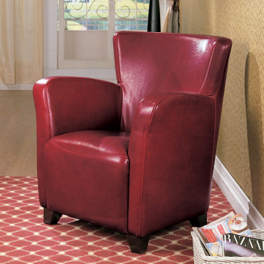 Coaster Fine Furniture Casual Red Faux Leather Wingback Chair At