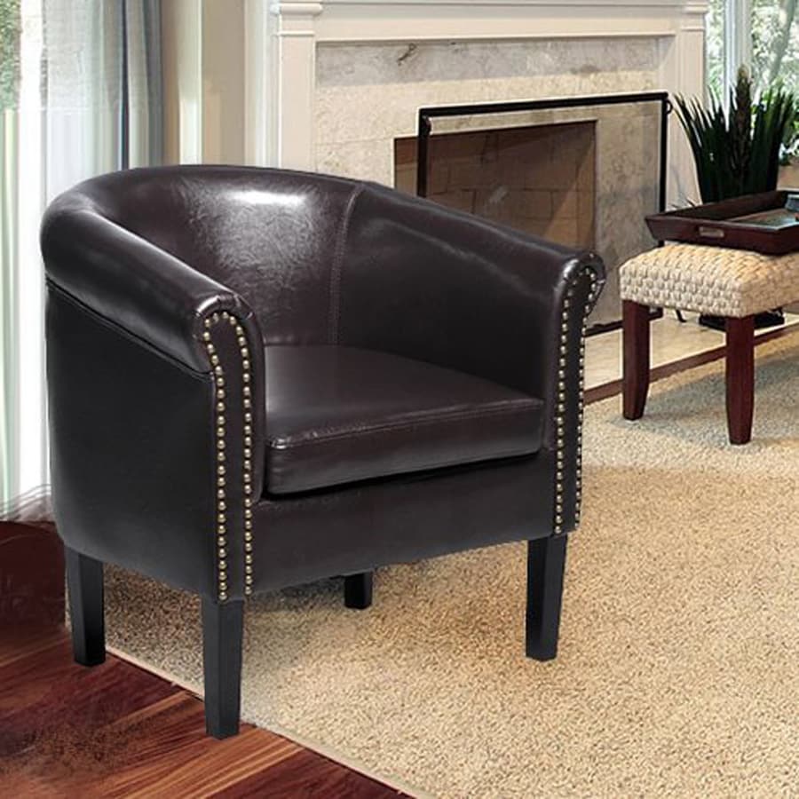 Casual Dark Brown Faux Leather Club Chair at