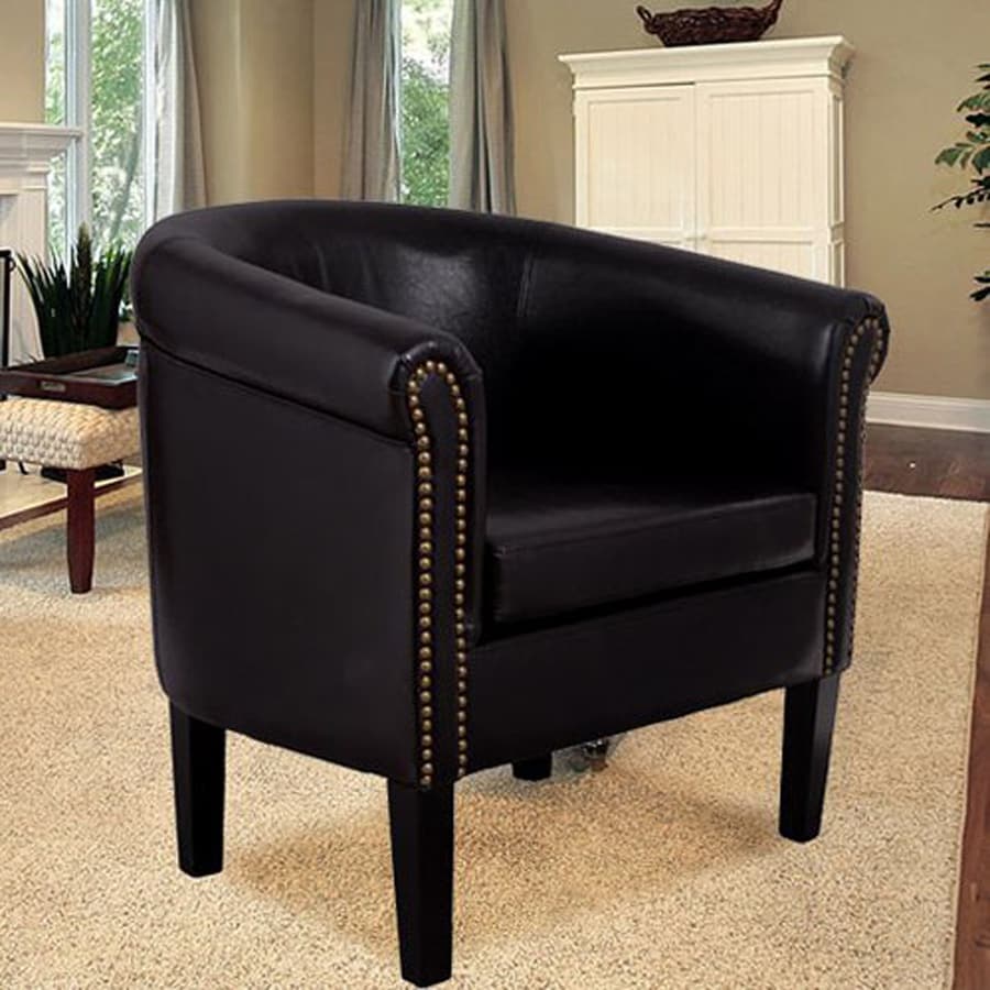 Casual Black Faux Leather Club Chair at
