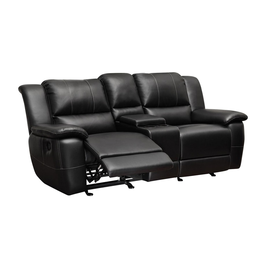 Coaster Fine Furniture Lee Casual Black Faux Leather Reclining Loveseat ...