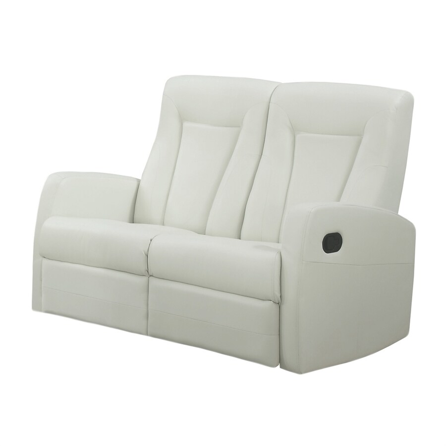 Monarch Specialties Modern Ivory Faux Leather Reclining Loveseat at
