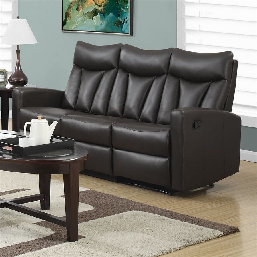 Monarch Specialties Modern Brown Faux Leather Reclining Sofa At 1623