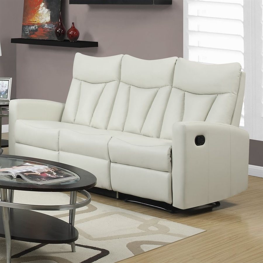 Monarch Specialties Modern Ivory Faux Leather Reclining Sofa at
