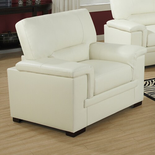 Monarch Specialties Modern Ivory Faux Leather Club Chair at