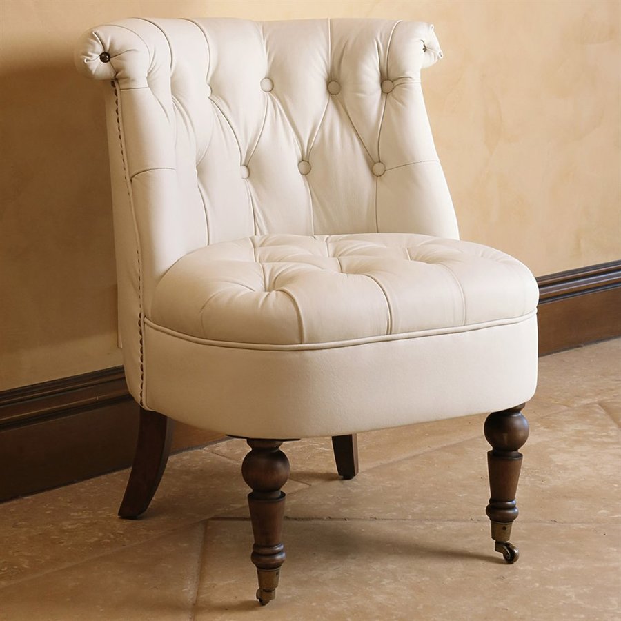 Pacific Loft Monica Casual Ivory Faux Leather Accent Chair ...