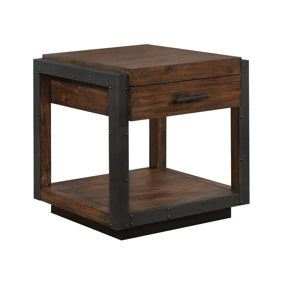Scott Living Vintage Bourbon Wood Industrial End Table at