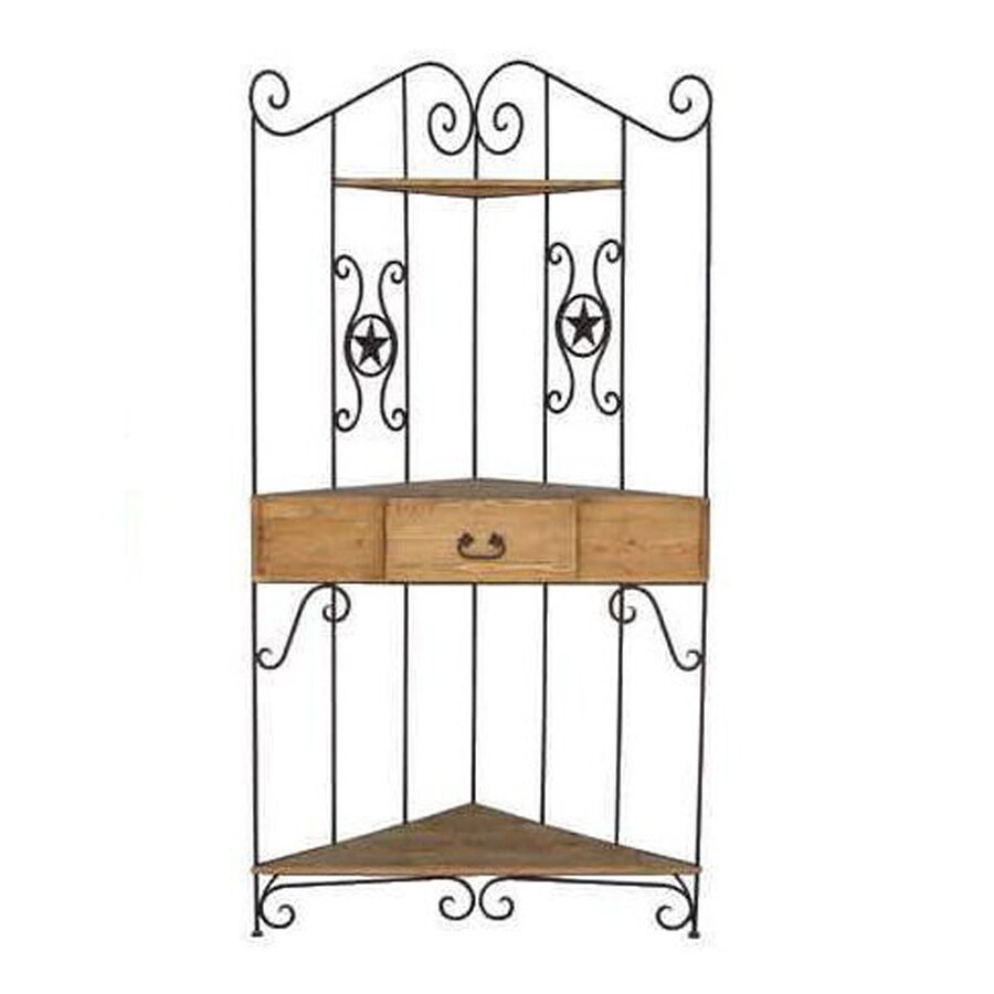 Million Dollar Rustic Rustic Metal Pine Bakers Rack at