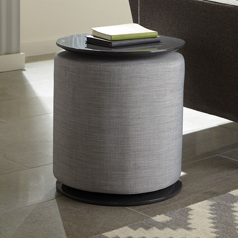 Scott Living Light Grey High Gloss Composite Modern End Scott Living Light Grey High Gloss Composite Modern End Table