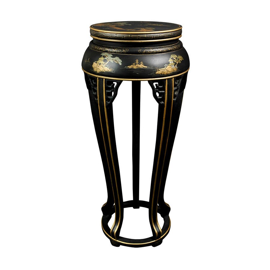 Oriental Furniture 36in Black/gold Indoor Round Wood