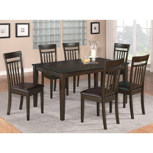 East West Furniture Capri Cappuccino 7-Piece Dining Set with Dining ...