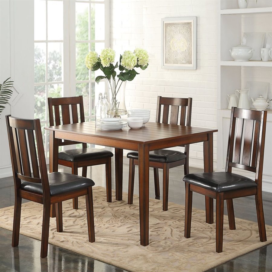 ACME Furniture Flihvine Black 5-Piece Dining Set with Dining Table in ...