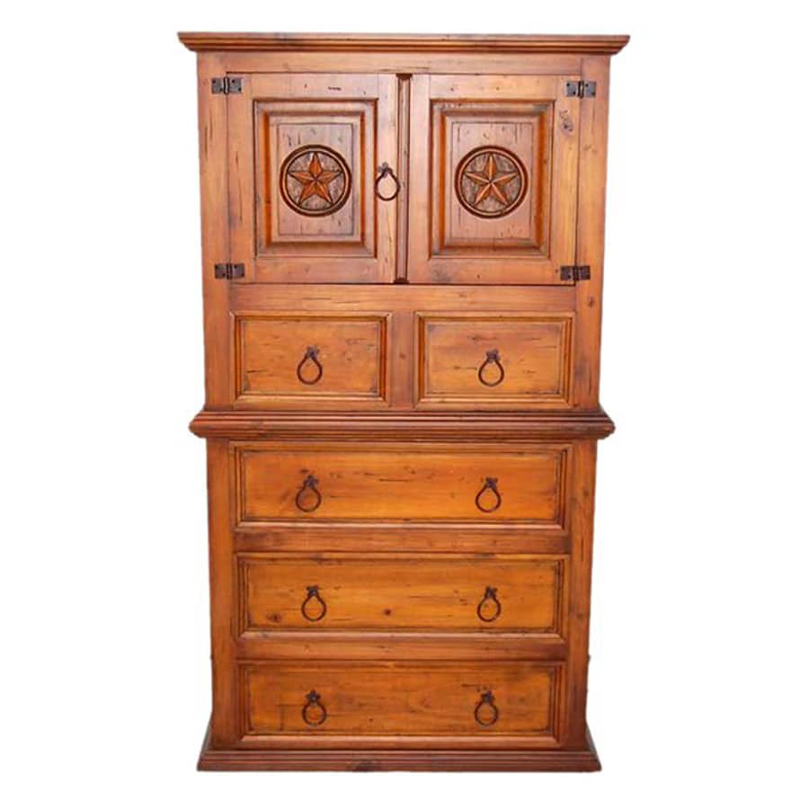 Million Dollar Rustic Estate Star Chestnut Pine Accent Chest in the