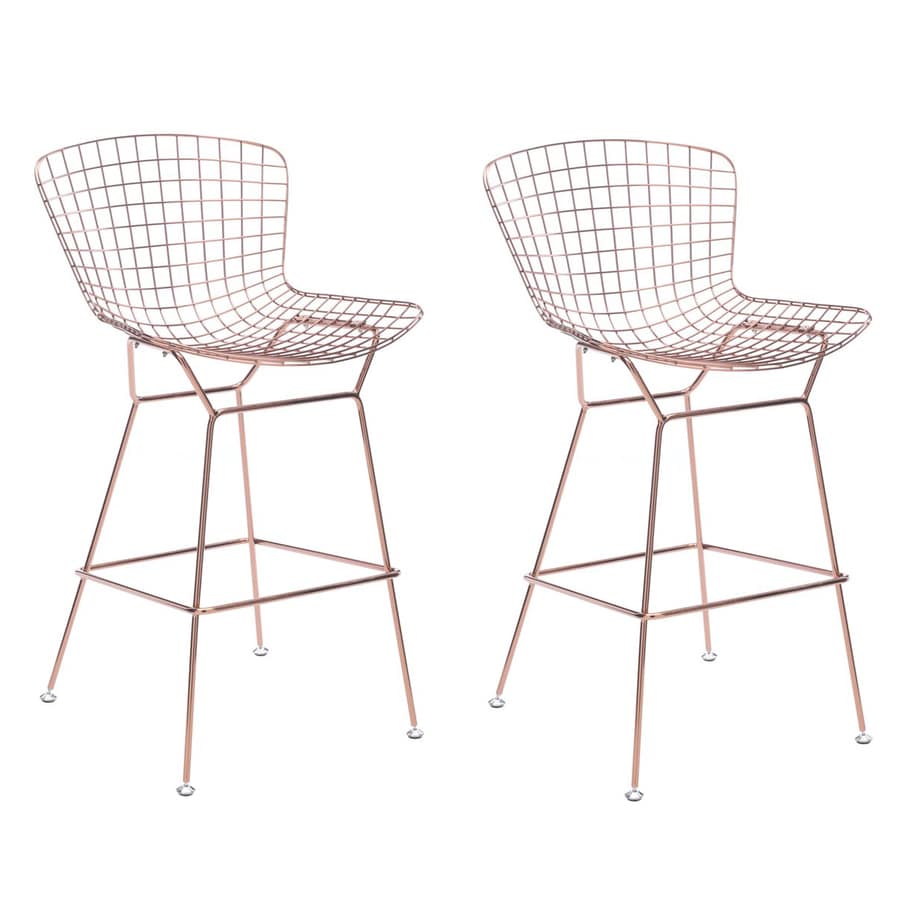 Zuo Modern Set of 2 Rose gold Bar Stools at