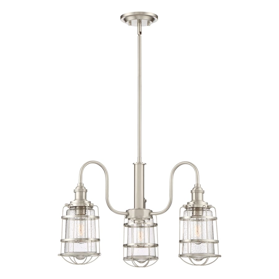 Quoizel Maritime 24 5 In 3 Light Brushed Nickel Coastal Seeded Quoizel Maritime 24 5 In 3 Light Brushed Nickel Coastal Seeded Glass Cage Chandelier