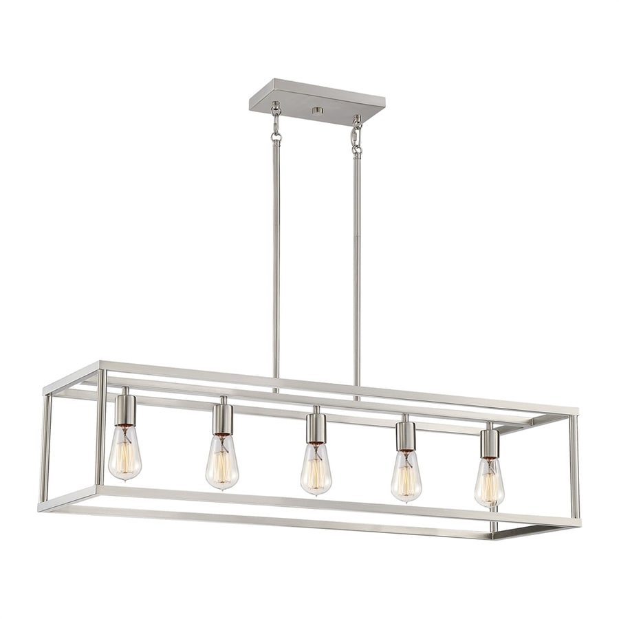 Brushed Nickel Kitchen Island Pendant Lighting quoizel new harbor 38 in w 5 light brushed nickel kitchen island light with shade