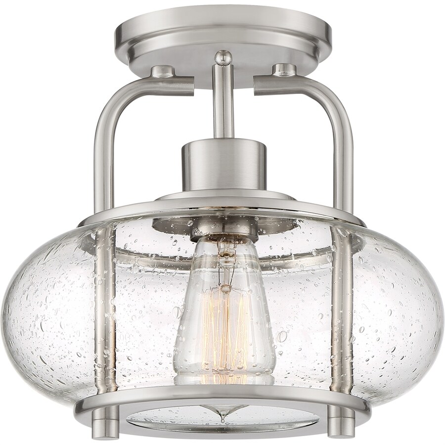 Quoizel Trilogy 10 In W Brushed Nickel Seeded Semi Flush Mount Quoizel Trilogy 10 In W Brushed Nickel Seeded Semi Flush Mount Light