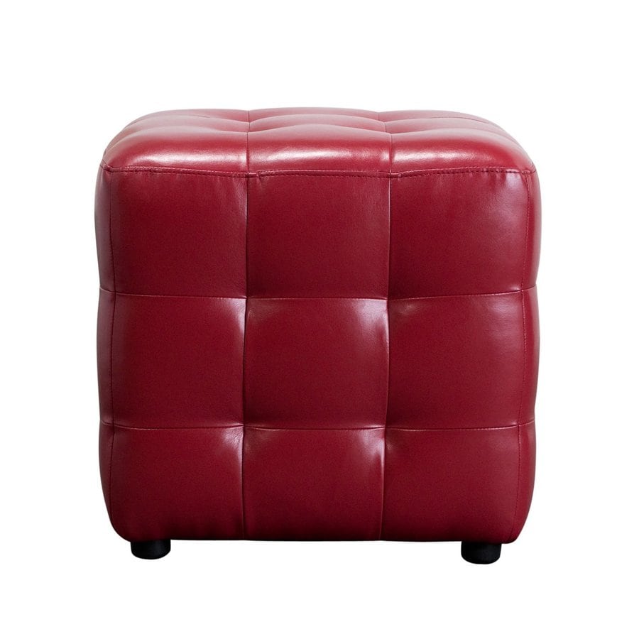 Diamond Sofa Zen Modern Red Faux Leather Ottoman At Lowes Diamond Sofa Zen Modern Red Faux Leather Ottoman