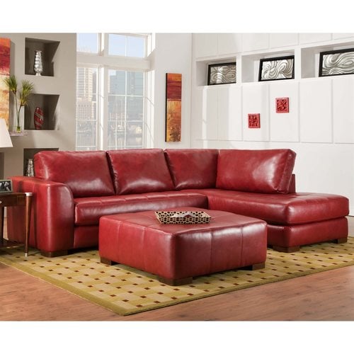 Chelsea Home Salem Casual Como Bold Red Faux Leather Sectional at Lowes.com