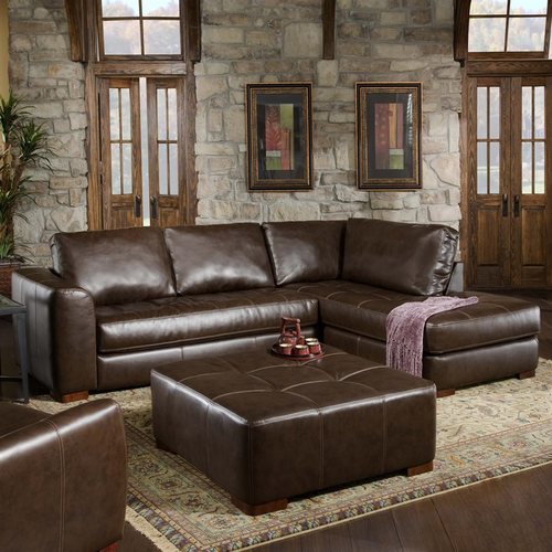 Chelsea Home Fairfax Casual Capri Dark Brown Faux Leather Sectional at ...