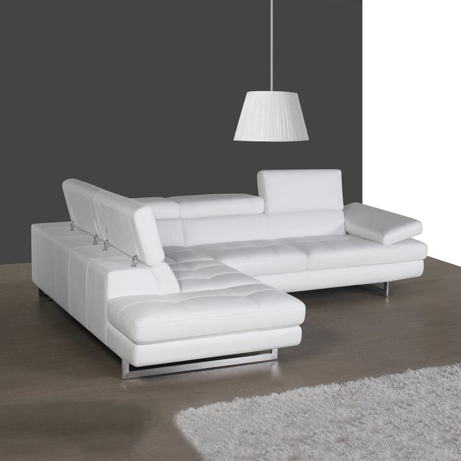 J&M Furniture Modern White Genuine Leather Sectional at