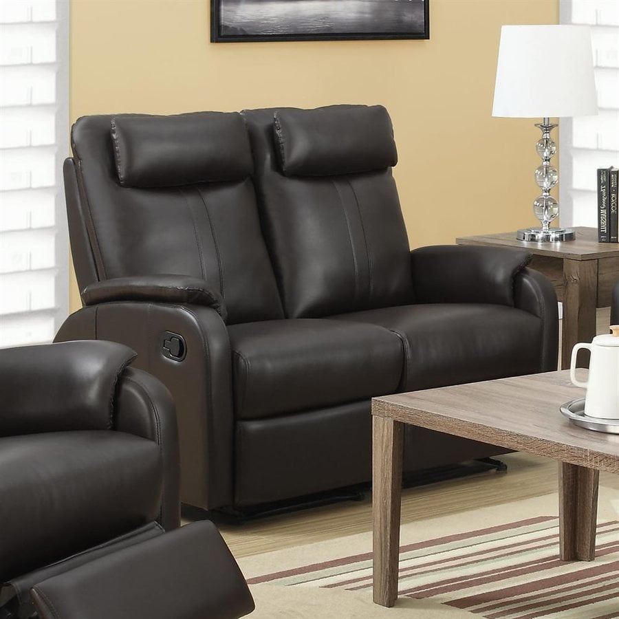Monarch Specialties Casual Brown Faux Leather Reclining Loveseat at