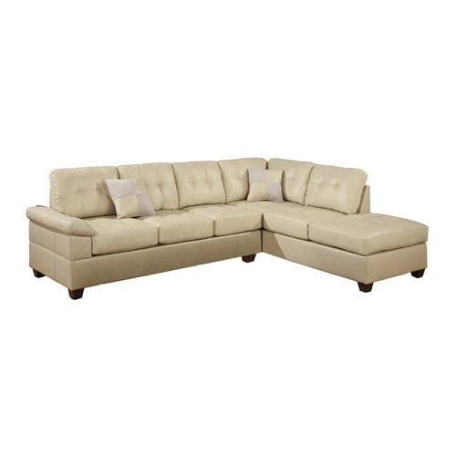 Poundex Randel Casual Khaki Faux Leather Sectional at Lowes.com