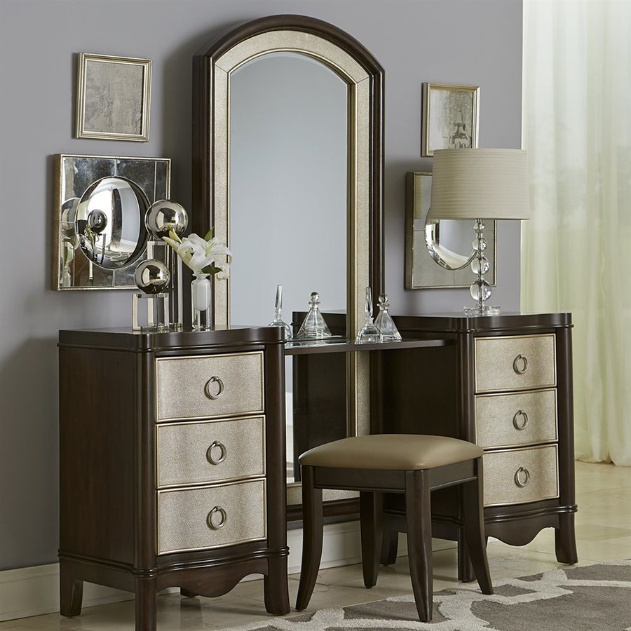 Liberty Furniture 16 In H Coffee Bean Rectangular Makeup Vanity