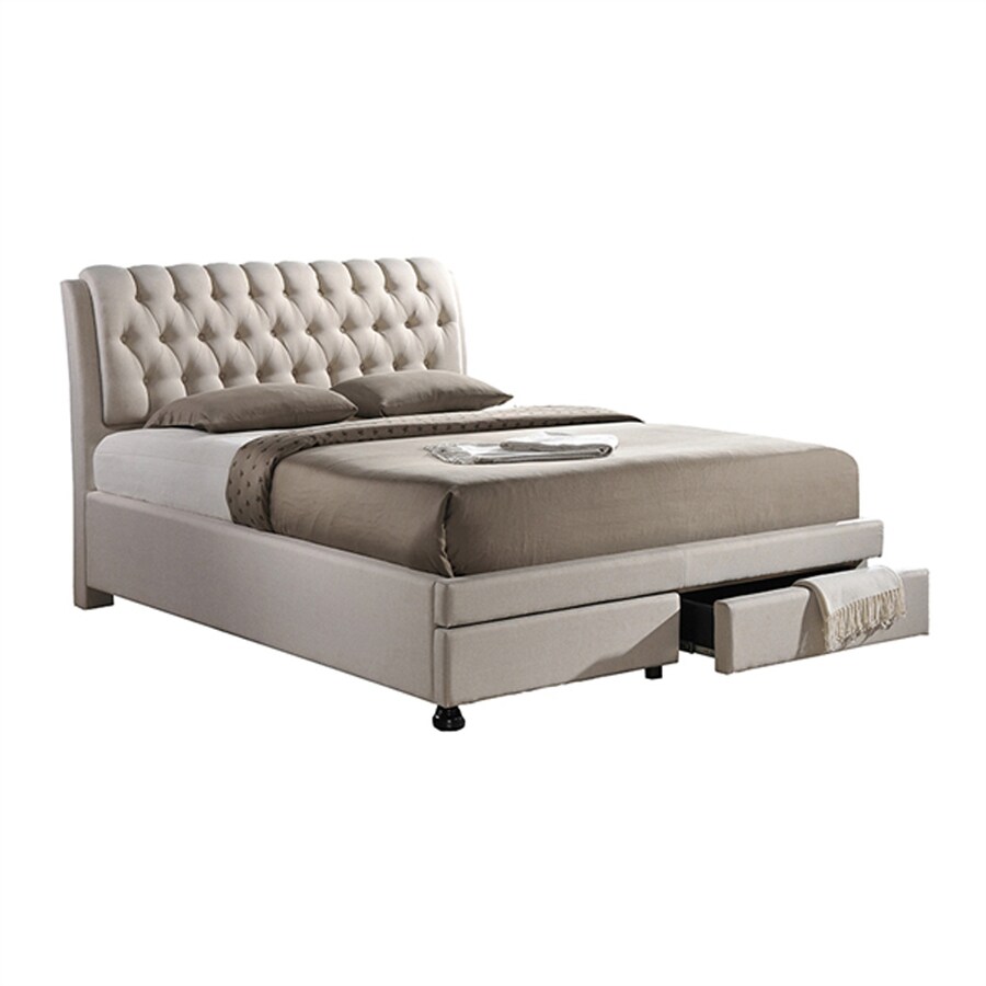 Baxton Studio Ainge Light Beige Queen Platform Bed With Storage At Baxton Studio Ainge Light Beige Queen Platform Bed With Storage