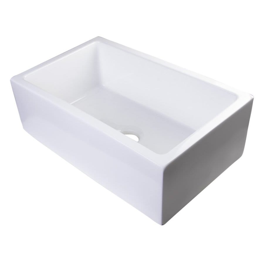 Alfi Brand 18 125 In X 30 White Single Basin Standard Undermount Alfi Brand 18 125 In X 30 White Single Basin Standard Undermount A Front Farmhouse Residential Kitchen Sink