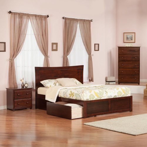 Atlantic Furniture Metro Antique Walnut Queen Platform Bed With Storage