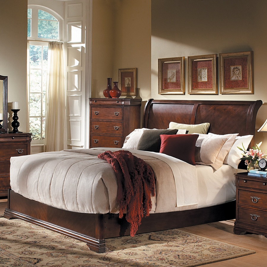 Homelegance Karla Cherry Queen Wood Sleigh Bed in the Beds department at