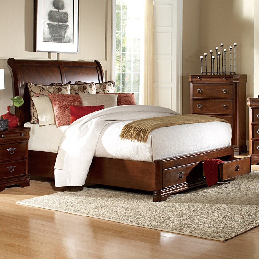 Homelegance Karla Brown Cherry King Sleigh Bed With Integrated Storage