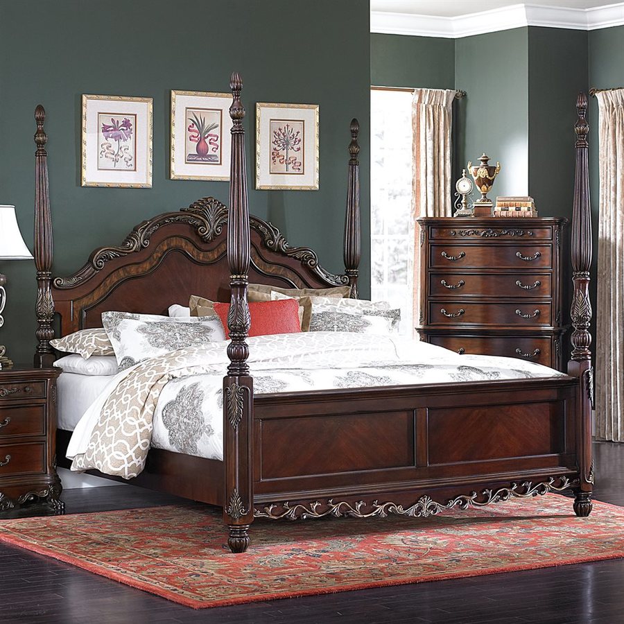 Homelegance Deryn Park Cherry Queen 4 Poster Bed At