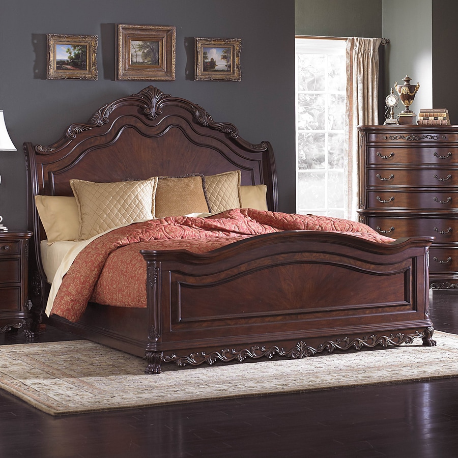 Homelegance Deryn Park Cherry King Sleigh Bed In The Beds Department At