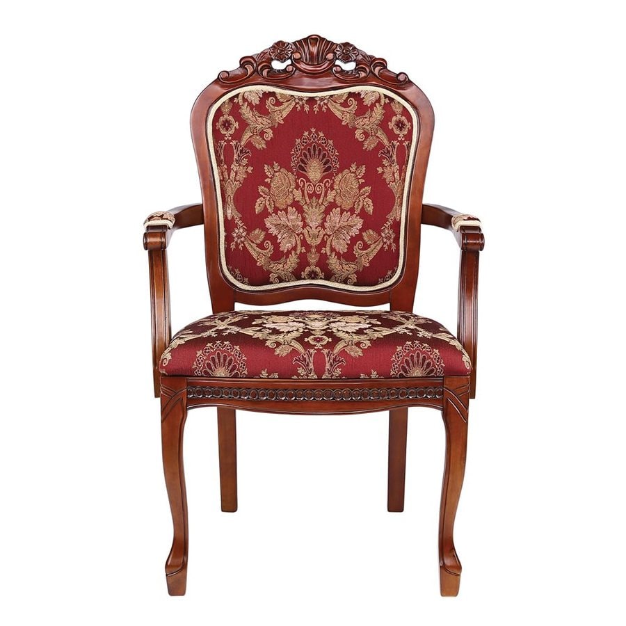 Design Toscano Antique Golden Tan Foliage/Rich Burgundy Accent Chair at