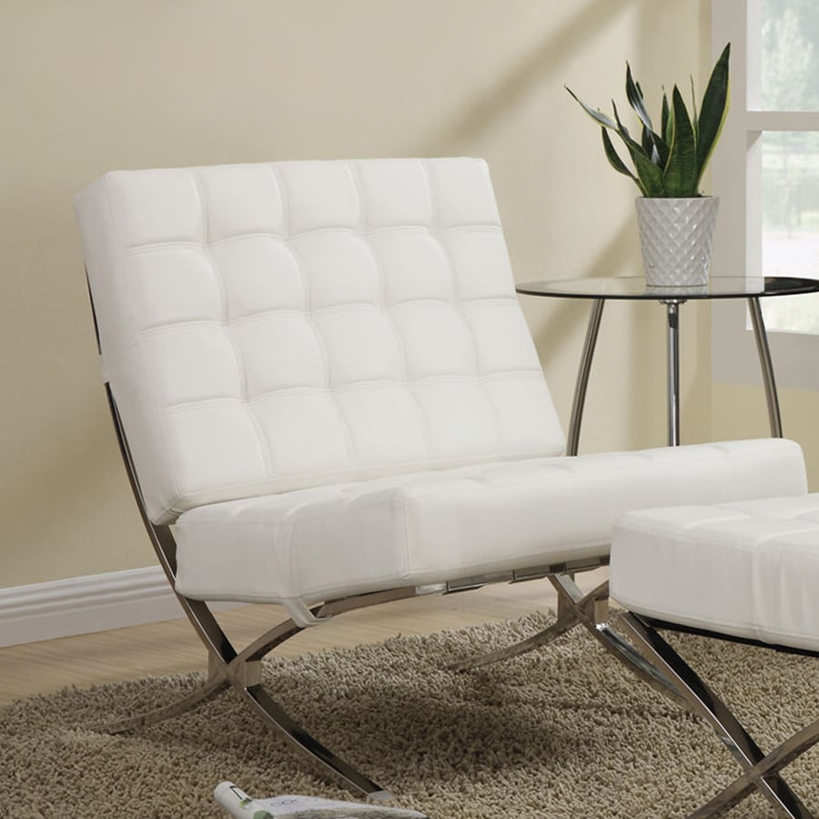 Coaster Fine Furniture Modern White Vinyl Accent Chair at