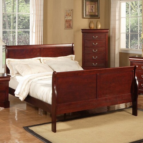 Alpine Furniture Louis Philippe Ii Cherry Queen Sleigh Bed at Lowes.com