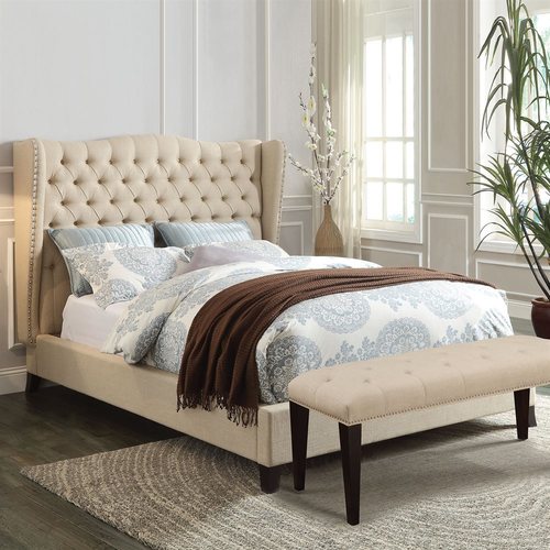 ACME Furniture Faye Beige King Platform Bed in the Beds department at ...