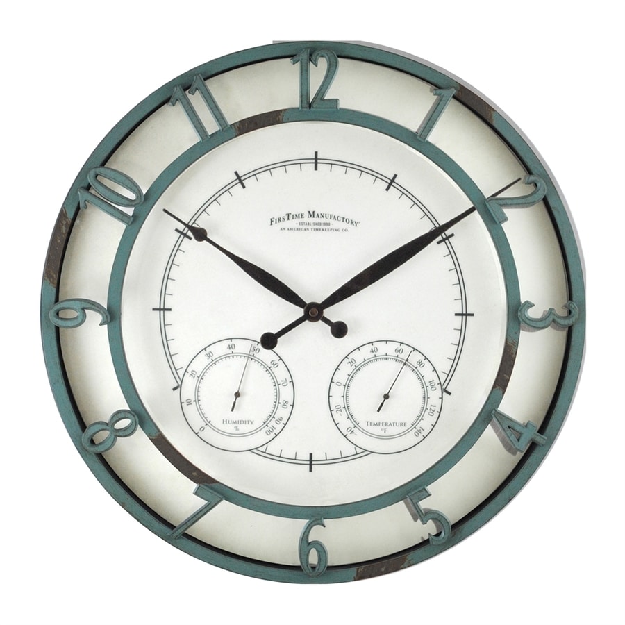 FirsTime Laguna Analog Round Indoor/Outdoor Wall Combination Clock at