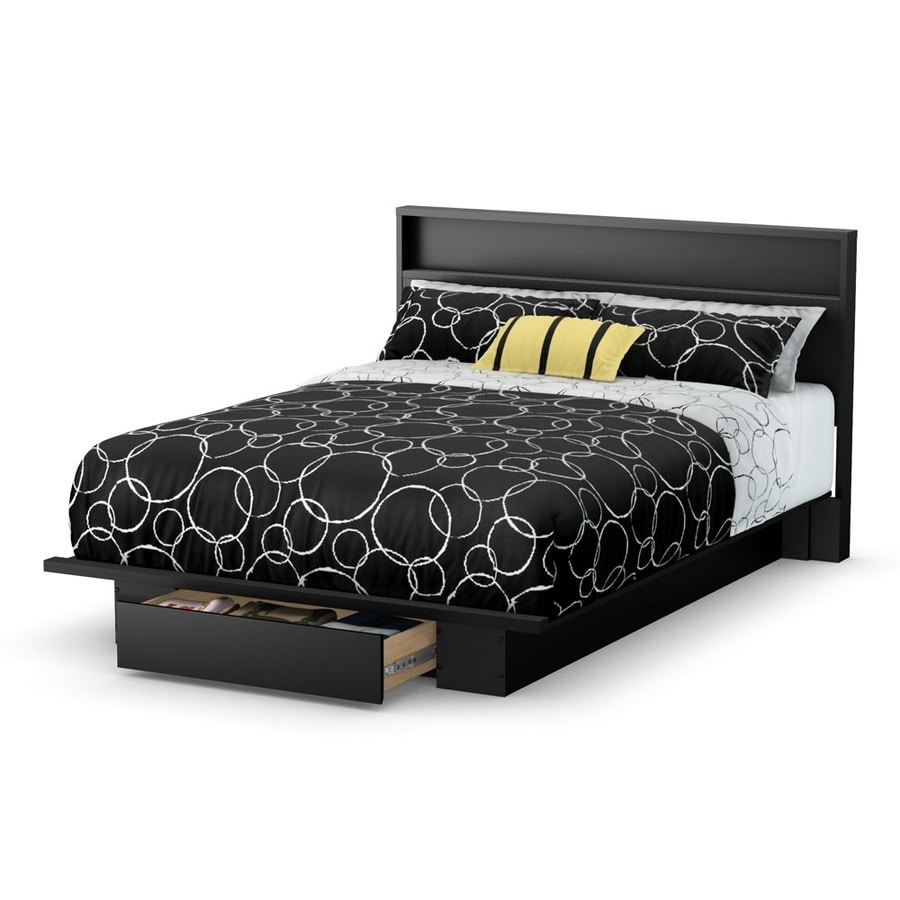 South Shore Furniture Holland Pure Black Queen Captain Bed with Storage