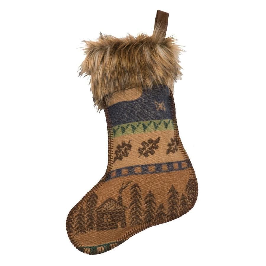 Wooded River 20-in Brown Fur Christmas Stocking at Lowes.com