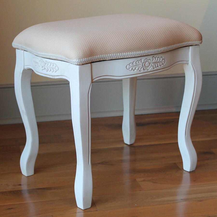 Shop International Caravan 17.5-in H Antique White Rectangular International Caravan 17.5-in H Antique White Rectangular Makeup Vanity Stool - Shop International Caravan 17.5-in H Antique White Rectangular