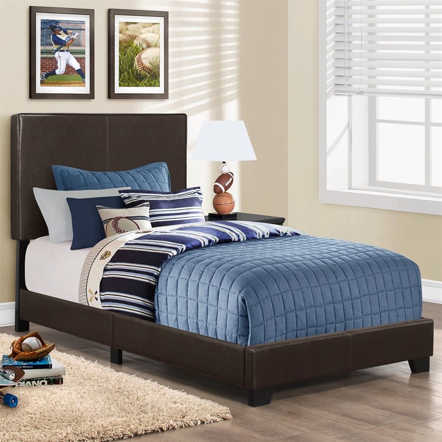 Monarch Specialties Dark Brown Twin Upholstered Bed at Lowes.com