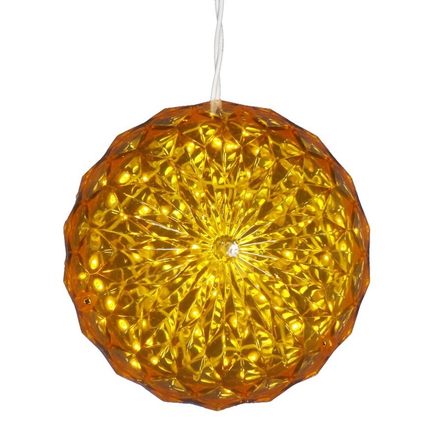 Vickerman 6in Hanging Ball Light Display with Yellow LED Lights at
