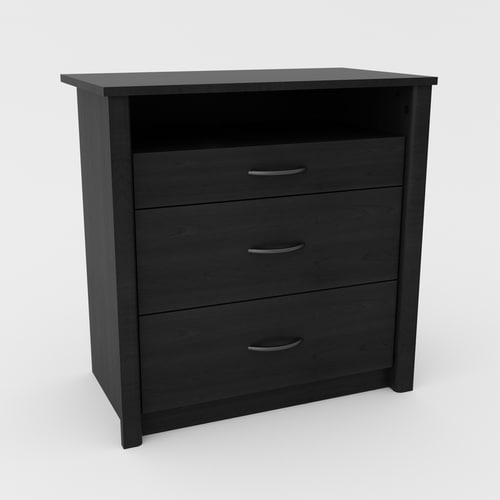 Ameriwood Home Reshen Black Ebony 3Drawer Media Dresser in the Dressers department at