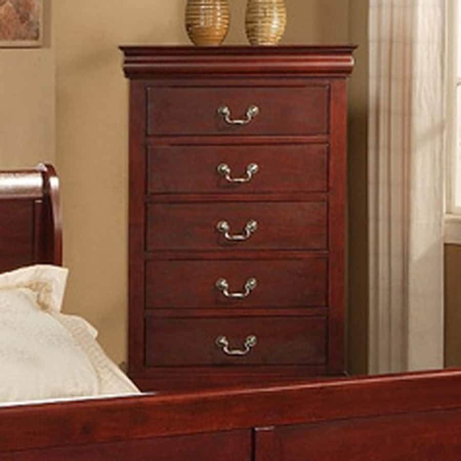 Alpine Furniture Louis Philippe II Cherry Asian Hardwood 5Drawer Chest in the Chests department