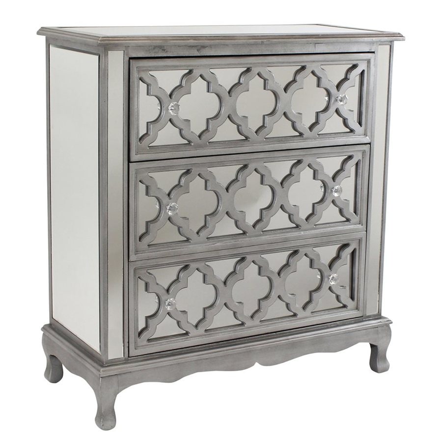 Aspire Home Accents Charlene Distressed Silver 3Drawer Accent Chest in
