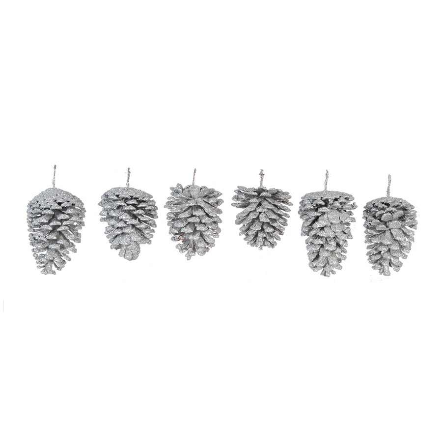 Fantastic Craft 6Pack Silver Pinecone Ornament Set at